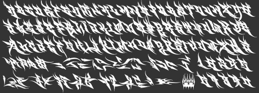 Alphabets, numbers & symbols from Burner typeface