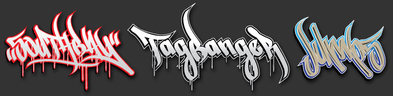 examples of custom text created with the StreetArtist font family